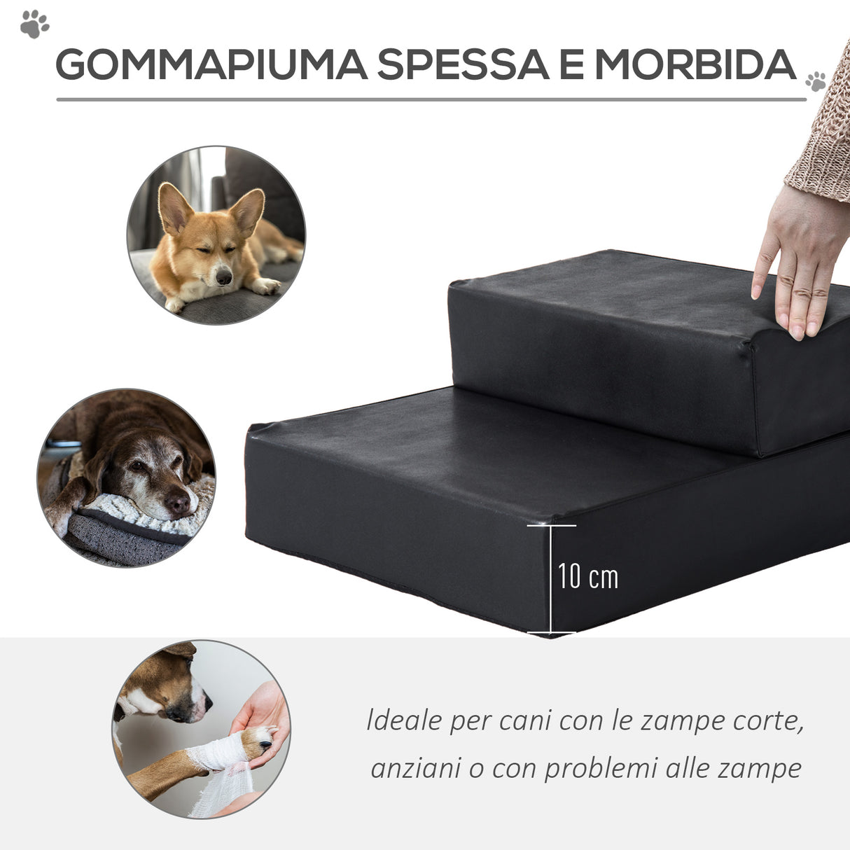 easycomfort easycomfort scaletta per cani materassino 2 in 1 in pu e gommapiuma 45x39x20cm nero