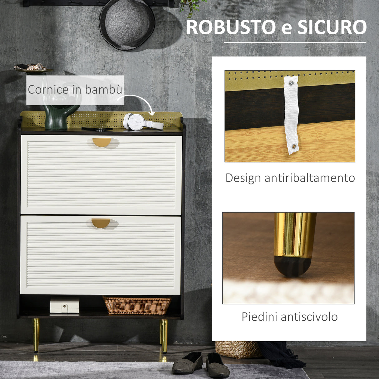 easycomfort easycomfort scarpiera salvaspazio con 2 cassetti e mensola per 12 paia di scarpe 70x25 4x101cm