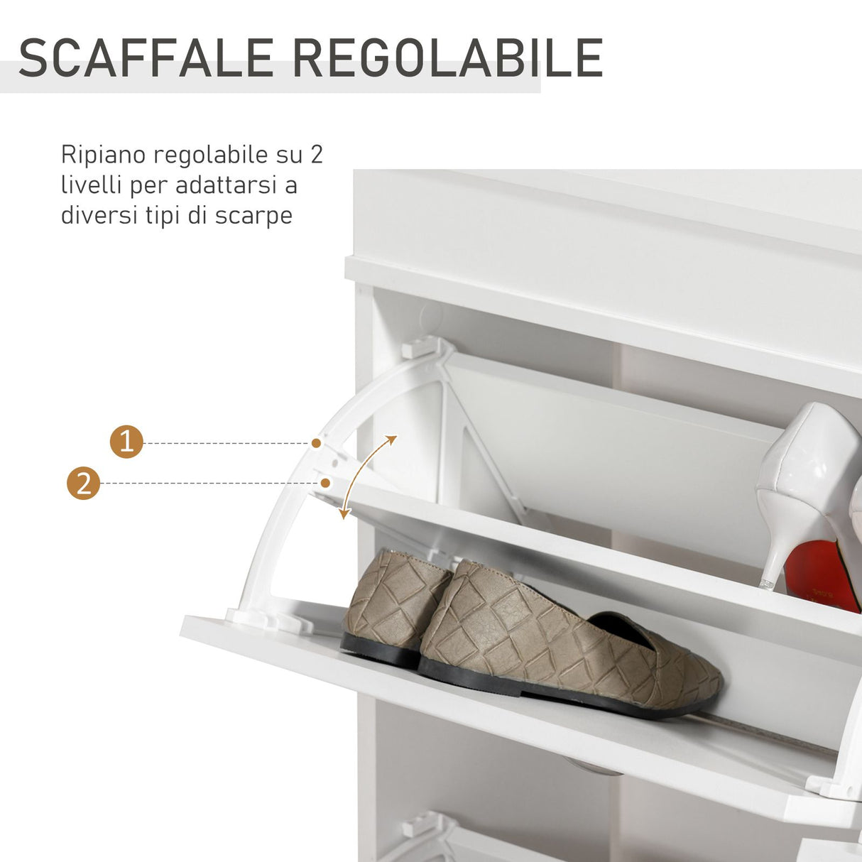 easycomfort easycomfort scarpiera salvaspazio in legno 4 cassetti a ribalta con mensola regolabile 98x24x83cm bianco