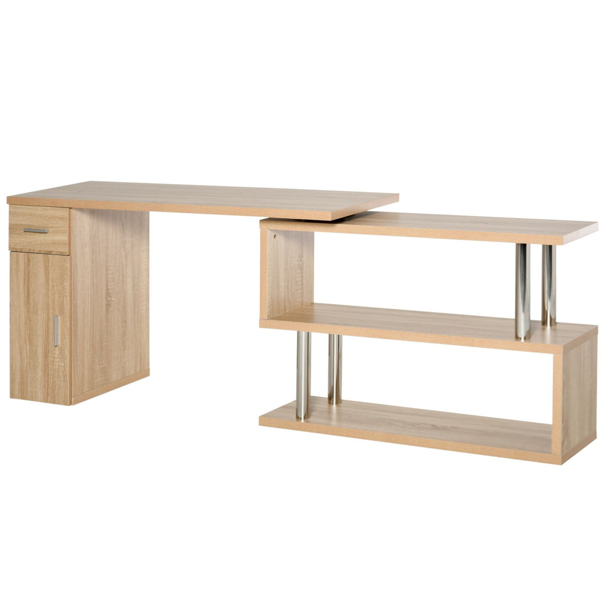 easycomfort easycomfort scrivania angolare moderna in legno color rovere con cassetto armadietto e mensole ean 8054111848169