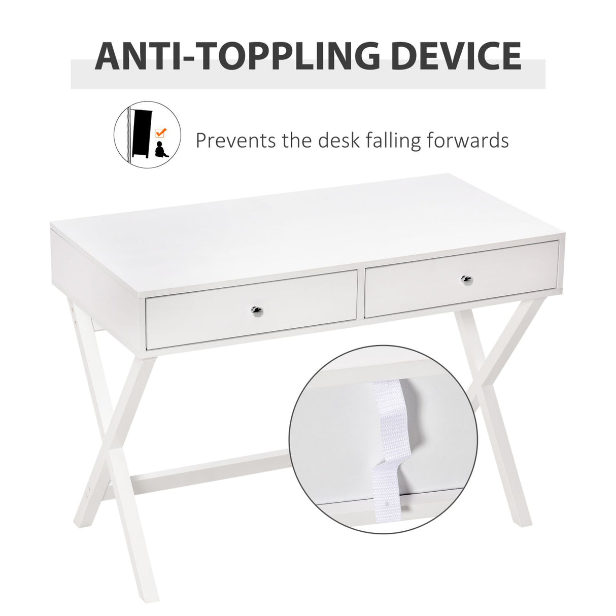 easycomfort easycomfort scrivania con 2 cassetti bianco