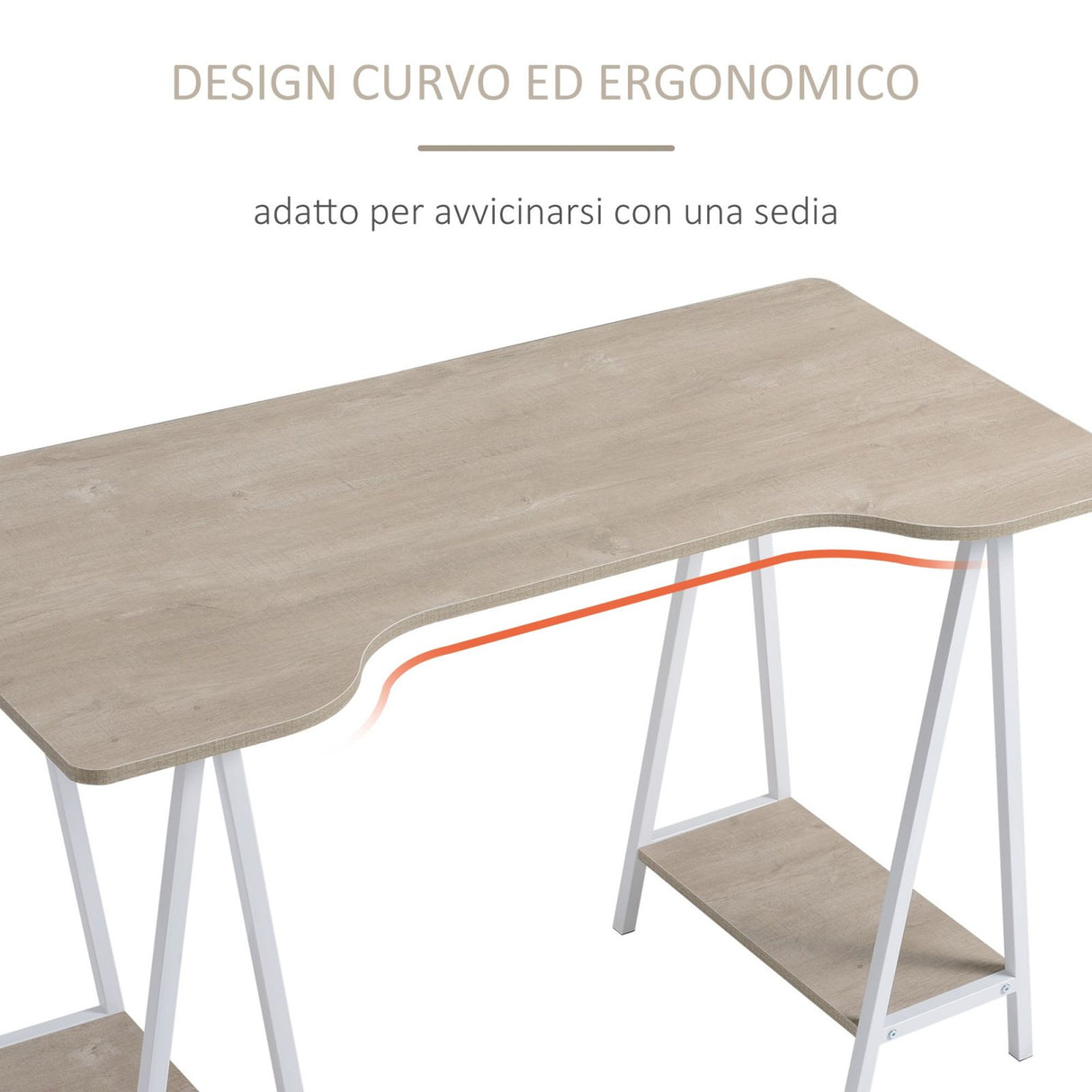 easycomfort easycomfort scrivania da ufficio in legno con 2 mensole e design moderno 120x60x76cm ean 8054144138206