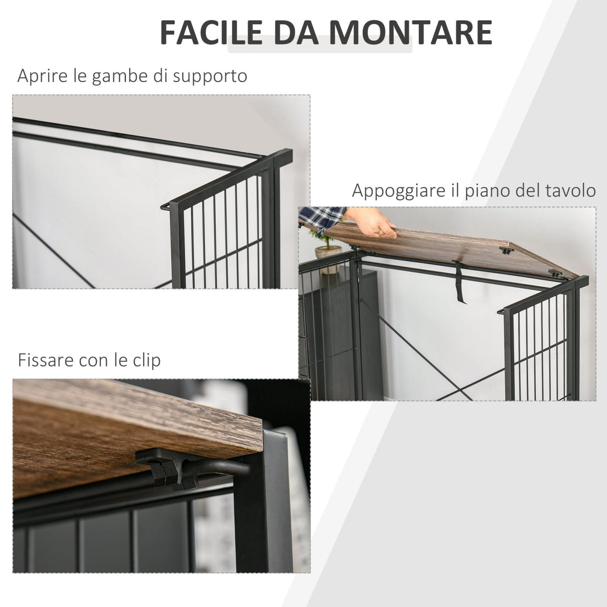 easycomfort easycomfort scrivania richiudibile salvaspazio per casa e ufficio legno e metallo 90x45x74cm marrone