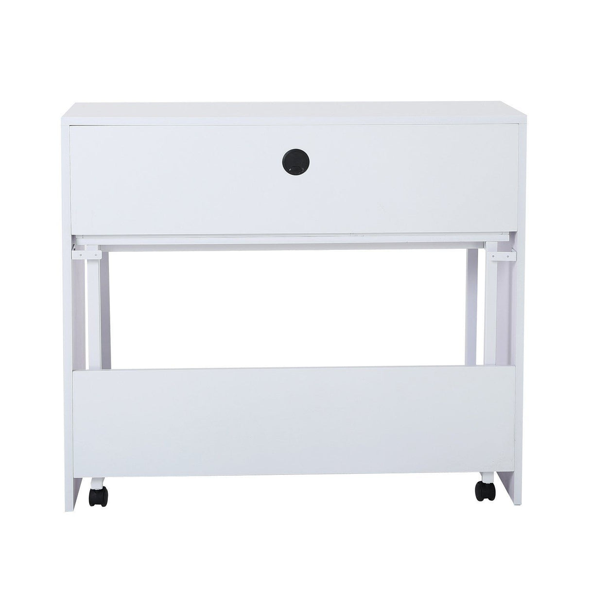 easycomfort easycomfort scrivania tavolo porta pc con due ripiani con ruote in legno mdf bianco 100x36x88cm ean 8054111845540