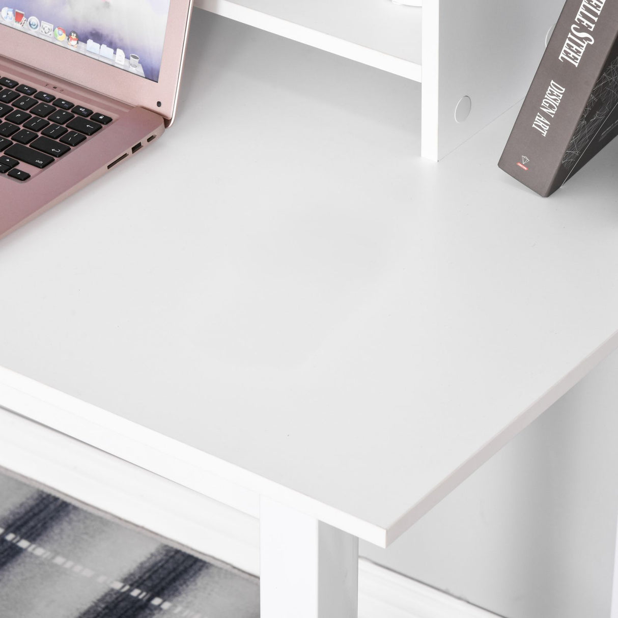 easycomfort easycomfort scrivania ufficio e casa con scaffale in legno e metallo bianco ean 8054144137704