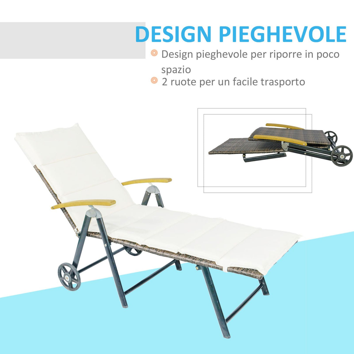 easycomfort easycomfort sdraio da giardino pieghevole schienale reclinabile 4 livelli in pe rattan e alluminio ean 8055776914435