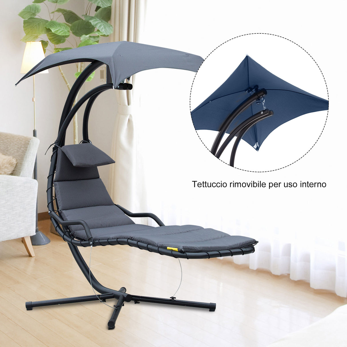 easycomfort easycomfort sdraio sospesa da giardino lettino sospeso con tettuccio grigio scuro ean 8055776911144