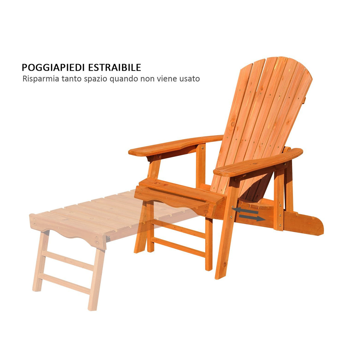 easycomfort easycomfort sedia a sdraio in legno adirondack con poggiapiedi ean 8055776912806