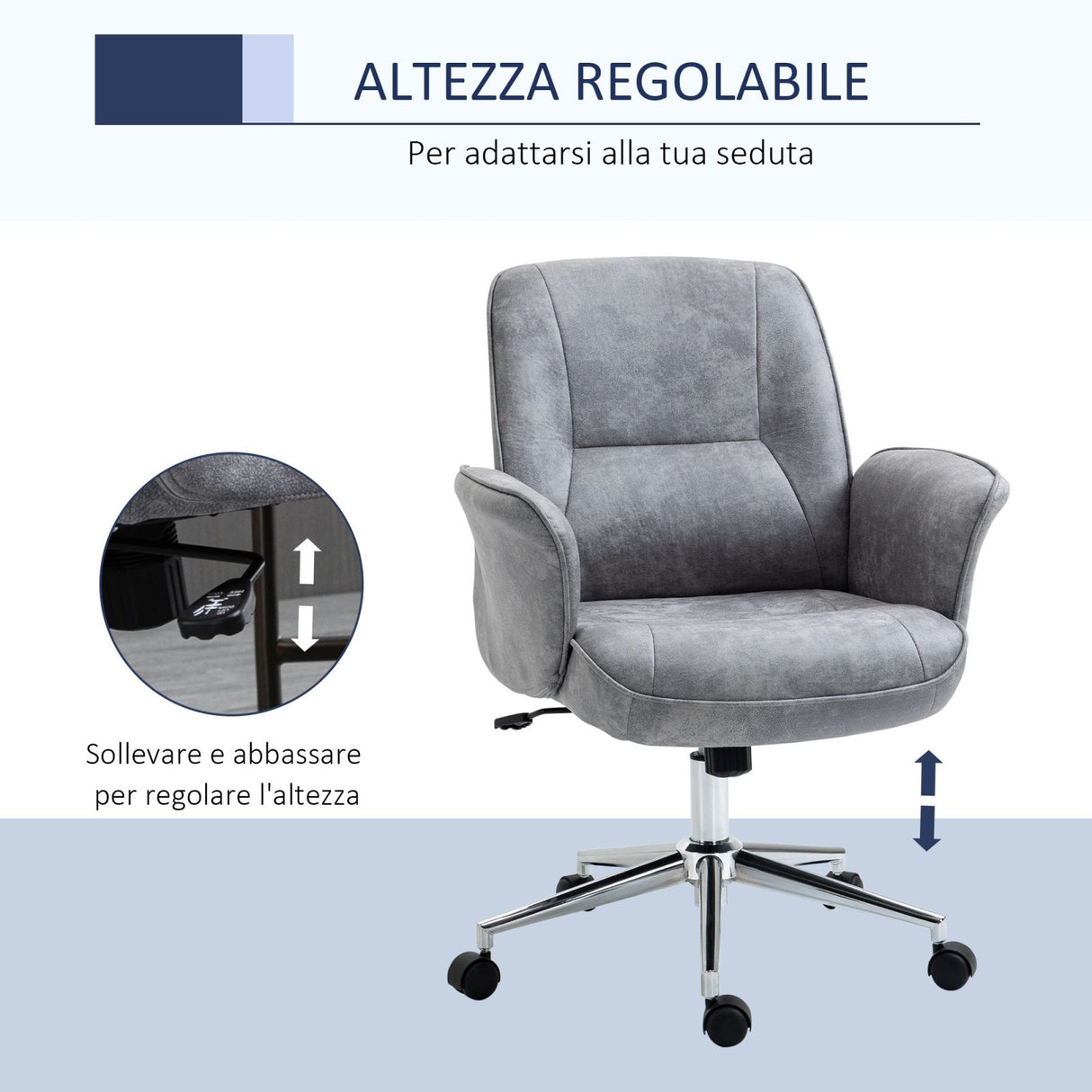 easycomfort easycomfort sedia da ufficio ergonomica altezza regolabile rivestimento in microfibra 67x69x92 102cm grigio chiaro