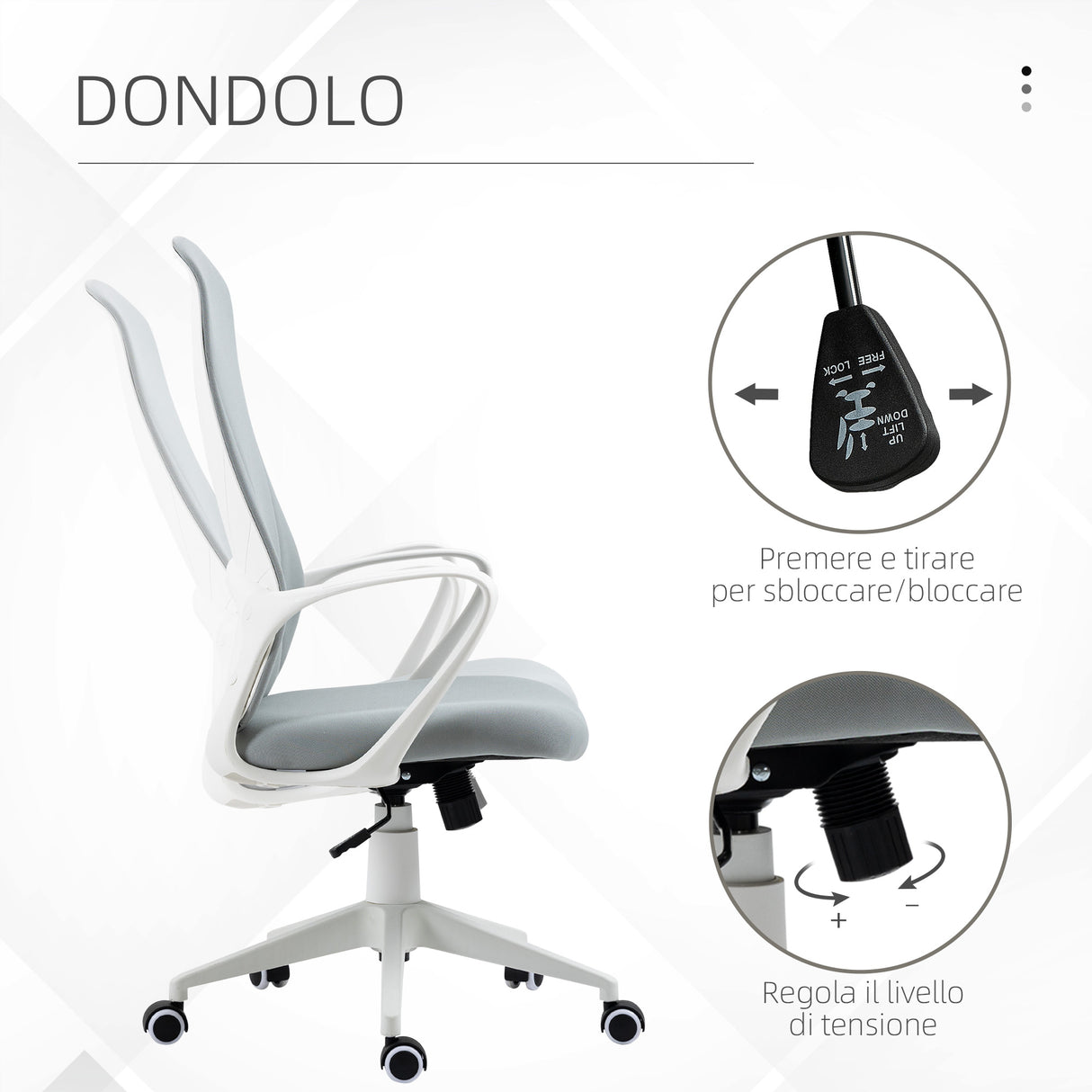 easycomfort easycomfort sedia da ufficio ergonomica con altezza regolabile e funzione di inclinazione 62x56x110 119 5 cm