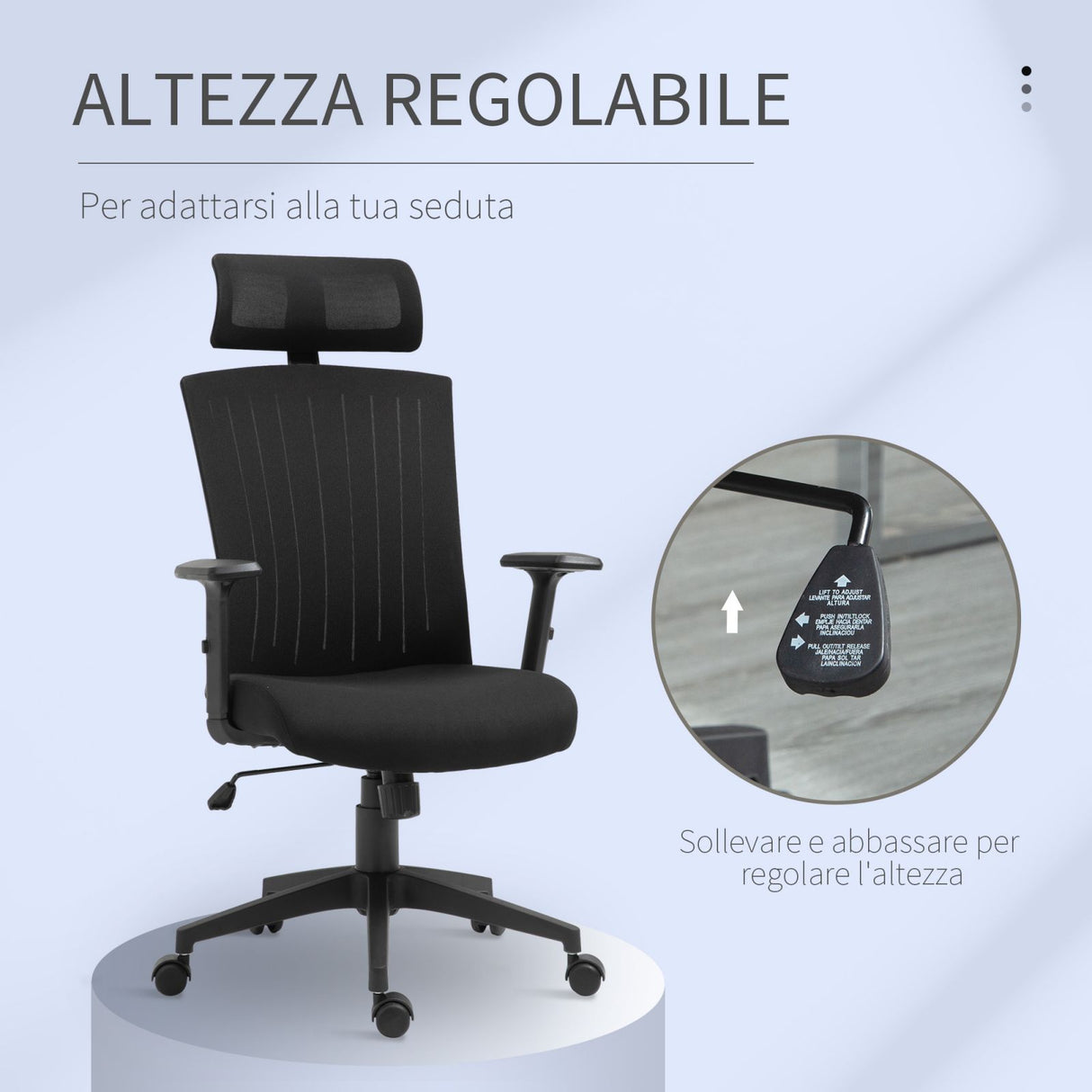 easycomfort easycomfort sedia da ufficio ergonomica con poggiatesta e supporto lombare altezza e braccioli regolabili 65x63x119 129cm nero