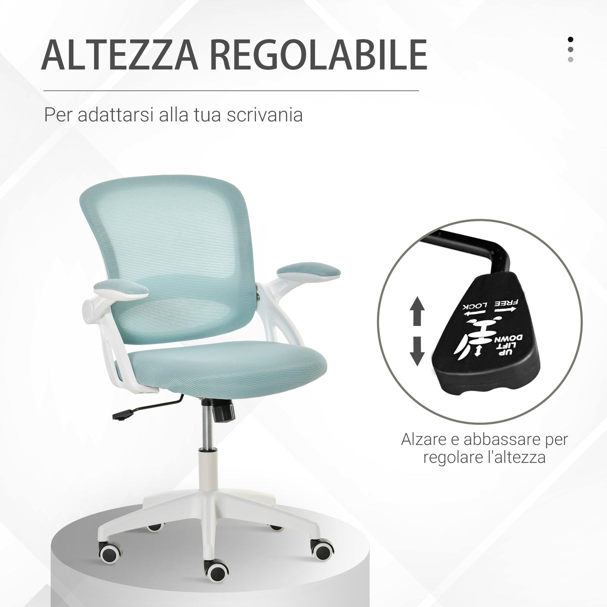 easycomfort easycomfort sedia da ufficio ergonomica con schienale a rete e seduta imbottita altezza regolabile 65 5x61 5x88 97 5cm azzurro