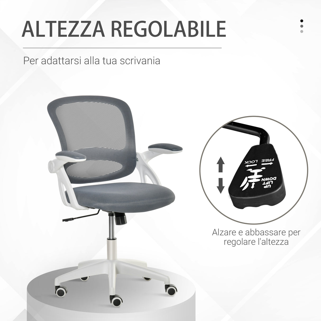 easycomfort easycomfort sedia da ufficio ergonomica con schienale a rete e seduta imbottita altezza regolabile 65 5x61 5x88 97 5cm grigio