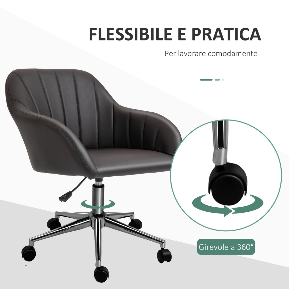 easycomfort easycomfort sedia da ufficio ergonomica in similpelle altezza della seduta regolabile e girevole 60x59x79 89cm marrone