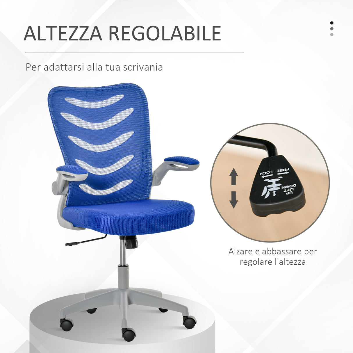 easycomfort easycomfort sedia da ufficio ergonomica poltrona girevole altezza regolabile e braccioli sollevabili 58 5x58x94 5 103 5cm blu