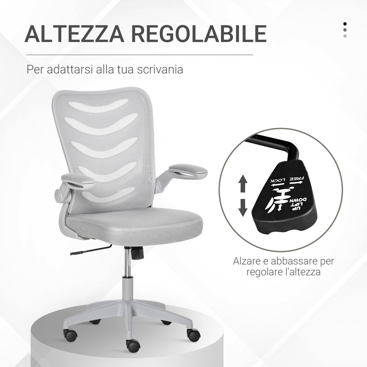 easycomfort easycomfort sedia da ufficio ergonomica poltrona girevole altezza regolabile e braccioli sollevabili 58 5x58x94 5 103 5cm grigio