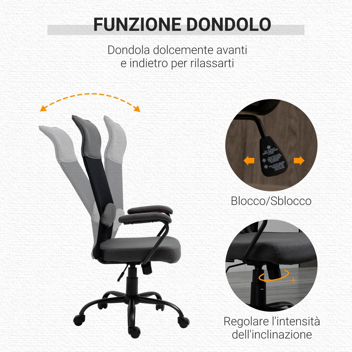 easycomfort easycomfort sedia ergonomica regolabile in tessuto grigio nero