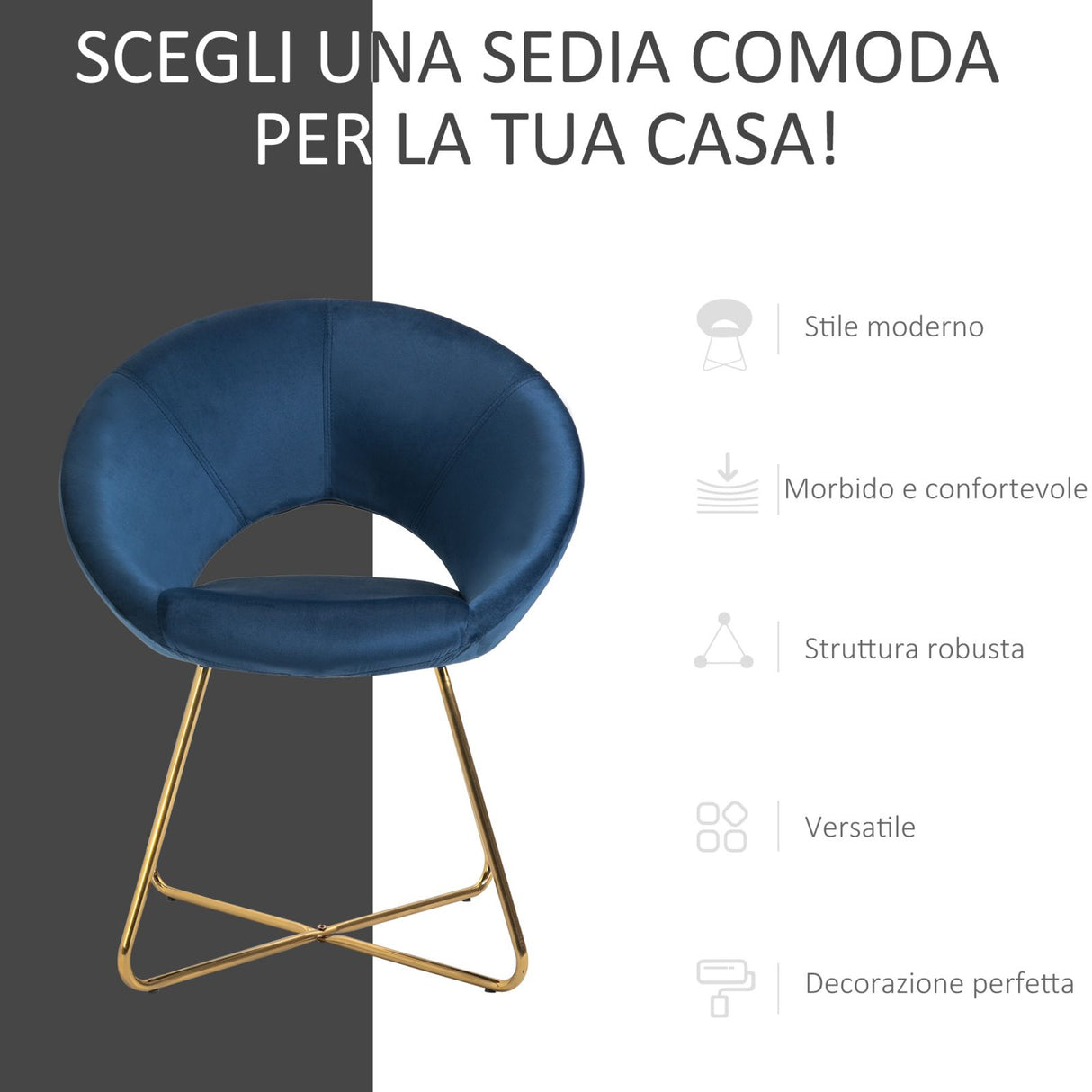 easycomfort easycomfort sedia imbottita in velluto e metallo poltroncina da camera e ufficio ean 8055776911595