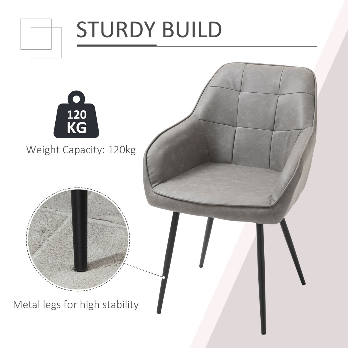 easycomfort easycomfort sedia per sala da pranzo in stile industriale in similpelle grigia e metallo nero