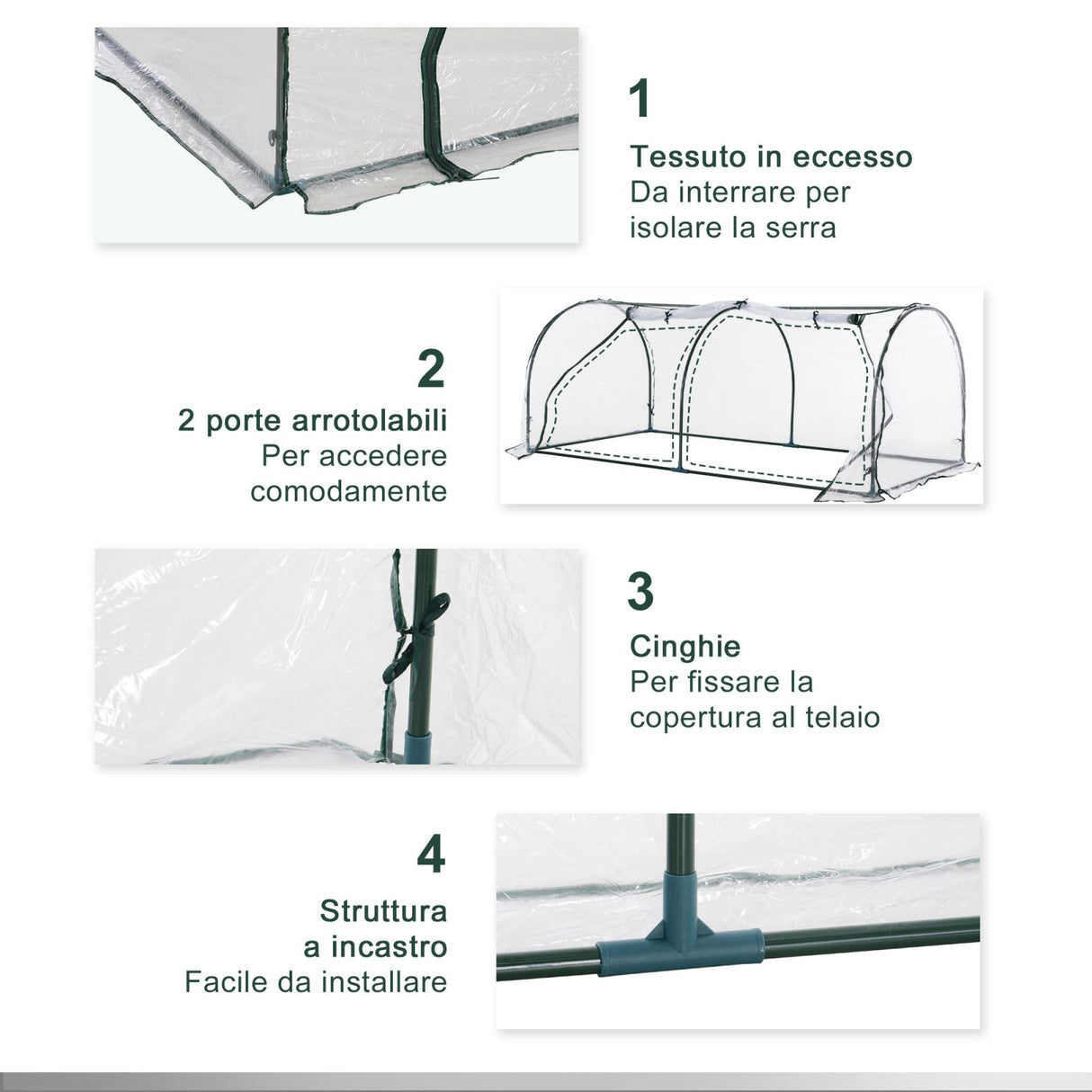 easycomfort easycomfort serra da giardino a tunnel in pvc telaio in acciao trasparente 200x100x80cm ean 8054111849159