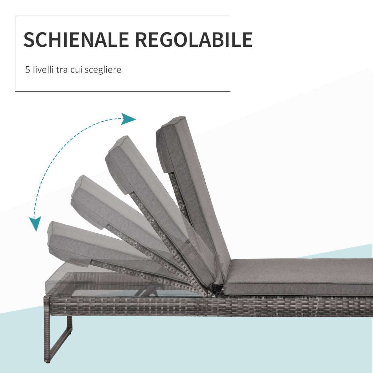 easycomfort easycomfort set 2 lettini prendisole con tavolino in pe rattan grigio