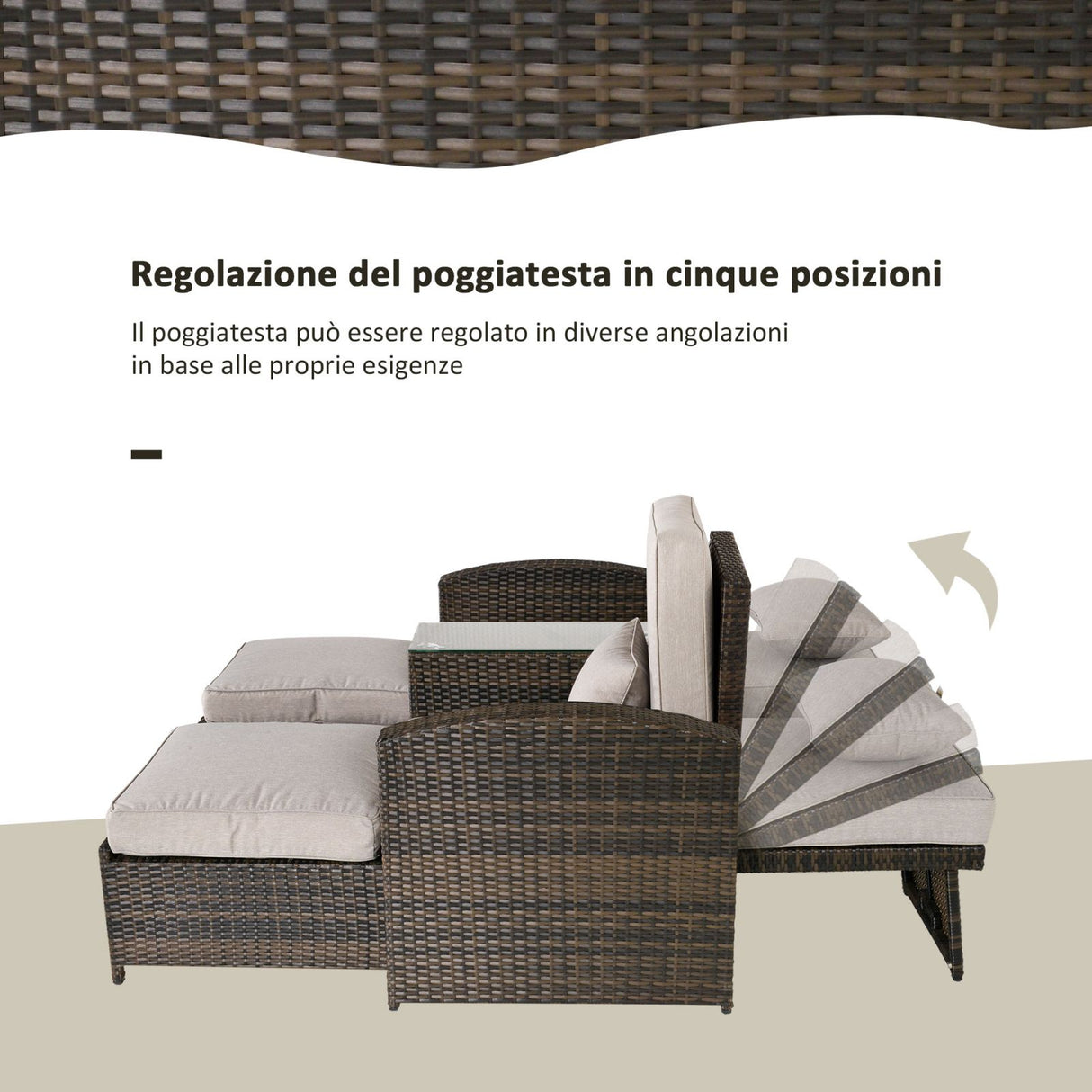 easycomfort easycomfort set 2 poltroncine da giardino reclinabili con poggiapiedi e tavolino in pe rattan marrone ean 8055776912936