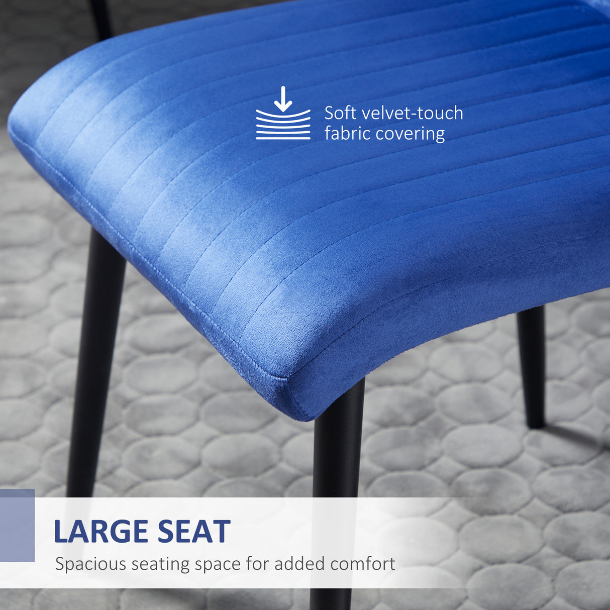 easycomfort easycomfort set 2 sedie da cucina imbottite in tessuto effetto velluto con design salvaspazio 43x58x90 cm