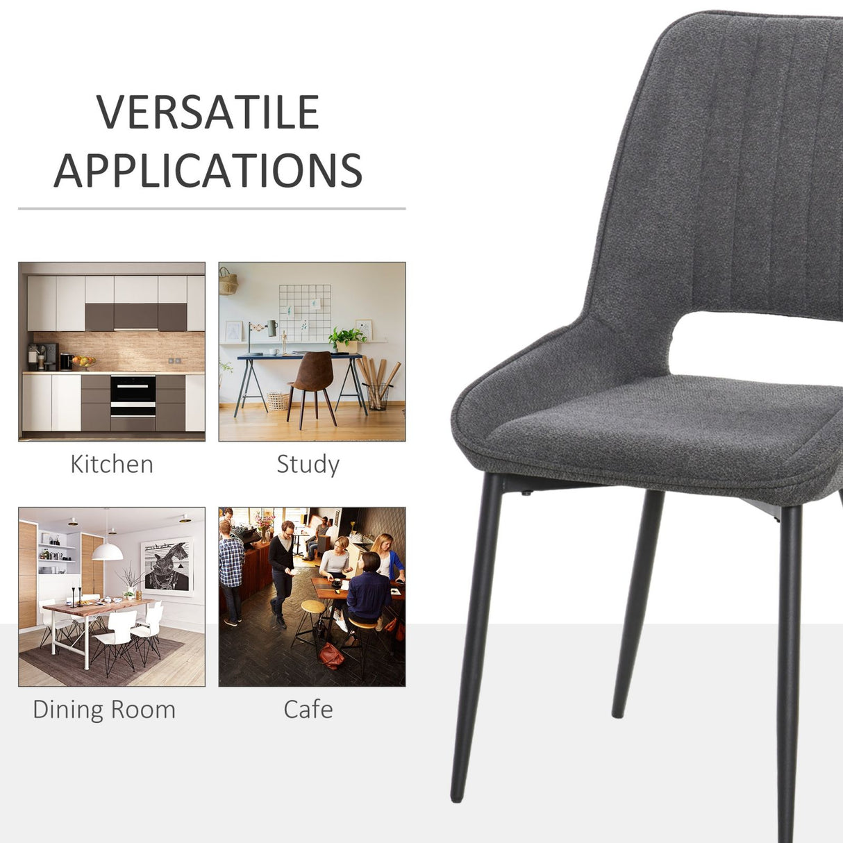 easycomfort easycomfort set 2 sedie moderne e imbottite per cucina sala da pranzo o soggiorno in tessuto grigio