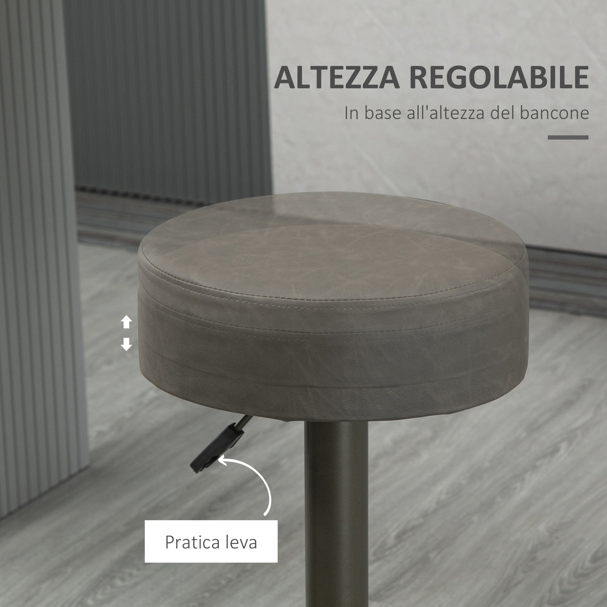easycomfort easycomfort set 2 sgabelli da bar girevoli con poggiapiedi e altezza regolabile 35x36x64 85cm grigio