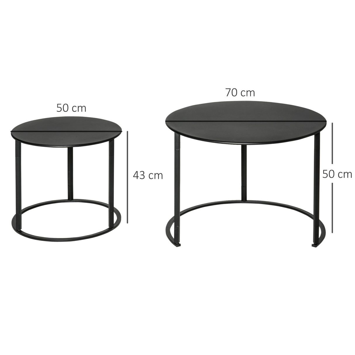 easycomfort easycomfort set 2 tavolini da salotto e giardino sovrapponibili in ferro nero ean 8054111840941