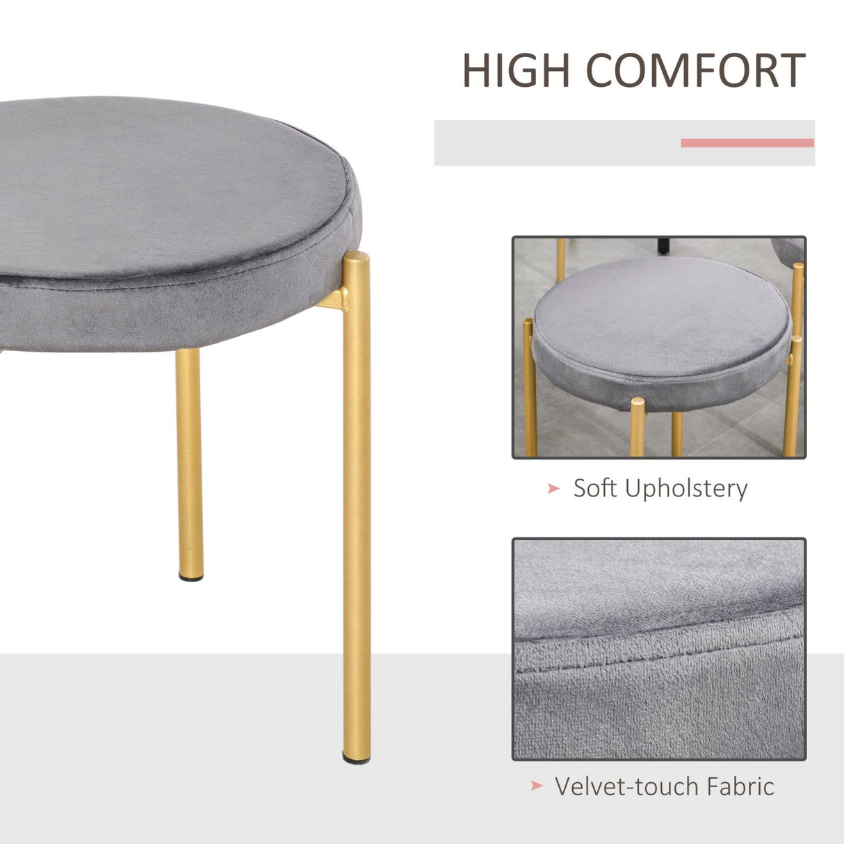 easycomfort easycomfort set 4 sgabelli rotondi imbottiti per cucina salotto o sala da pranzo oro e grigio