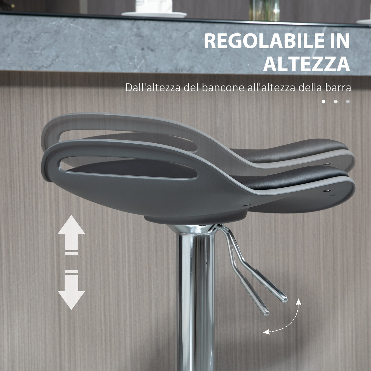 easycomfort easycomfort set di 2 sgabelli da bar con altezza regolabile e girevoli con poggiapiedi nero