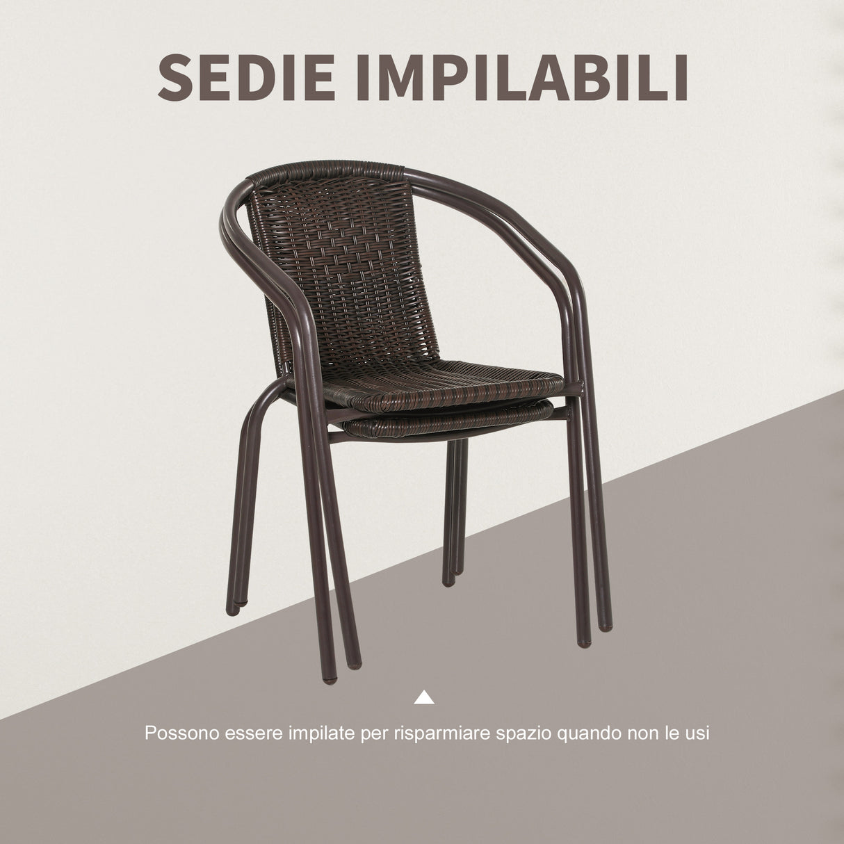 easycomfort easycomfort set tavolo in vetro e 2 sedie da giardino in acciaio e rattan pe marrone