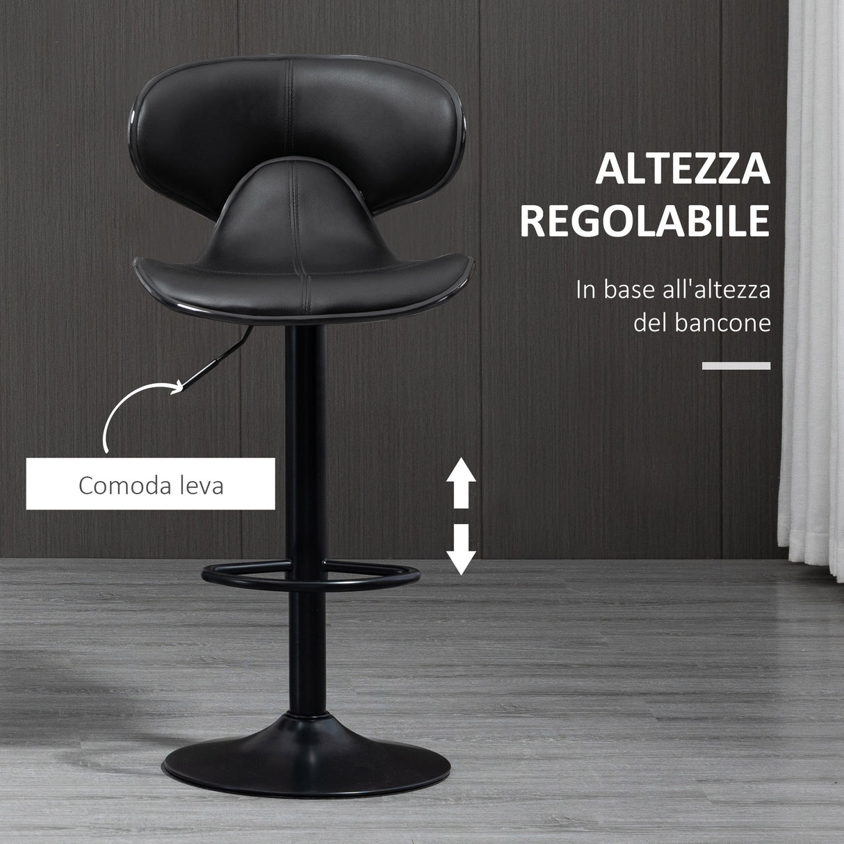 easycomfort easycomfort sgabello da bar girevole set 2 pezzi ad altezza regolabile con poggiapiedi 45 5x46x89 5 109 5 cm nero