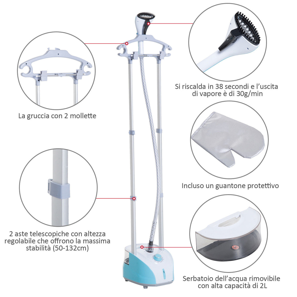 easycomfort easycomfort stiratrice a vapore verticale 2l 1800w doppia asta telescopica retrattile ean 8054144134635