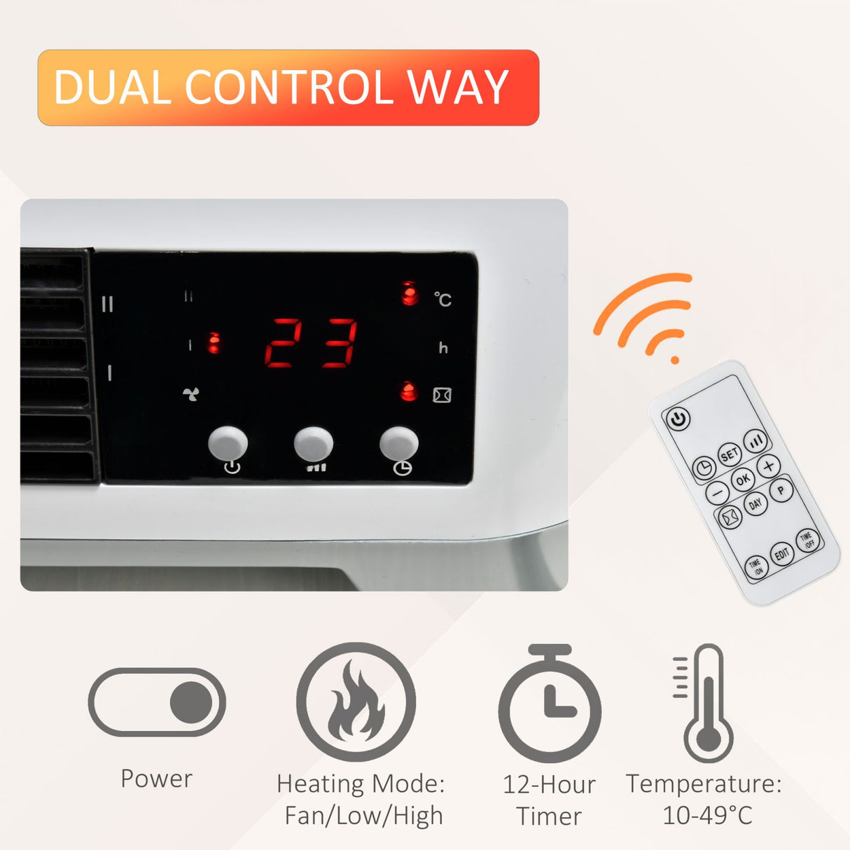 easycomfort easycomfort stufa elettrica da parete con telecomando temperatura regolabile e timer bianco