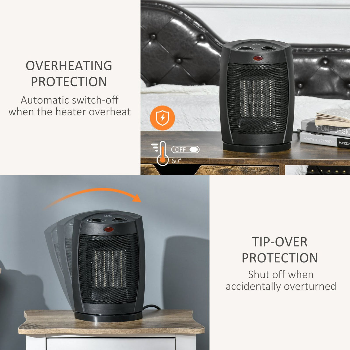 easycomfort easycomfort stufetta elettrica ceramica oscillante a 60 aria e temperatura regolabili 6 38c potenza 900w1500w 19 5x14 8x28cm nero