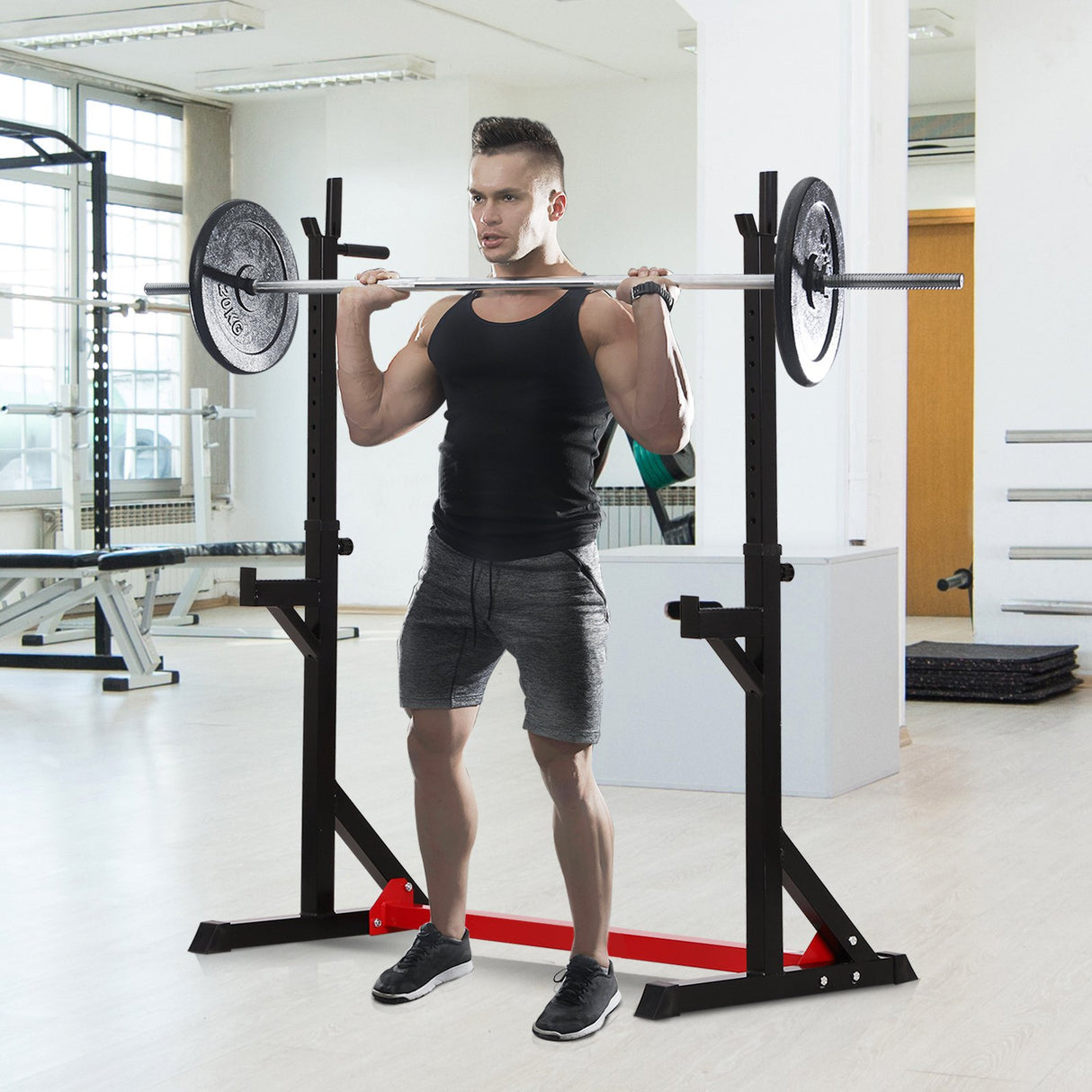 easycomfort easycomfort supporto per bilanciere altezza regolabile in acciaio nero 77 122 x 66 x 103 163 cm ean 8054111844277