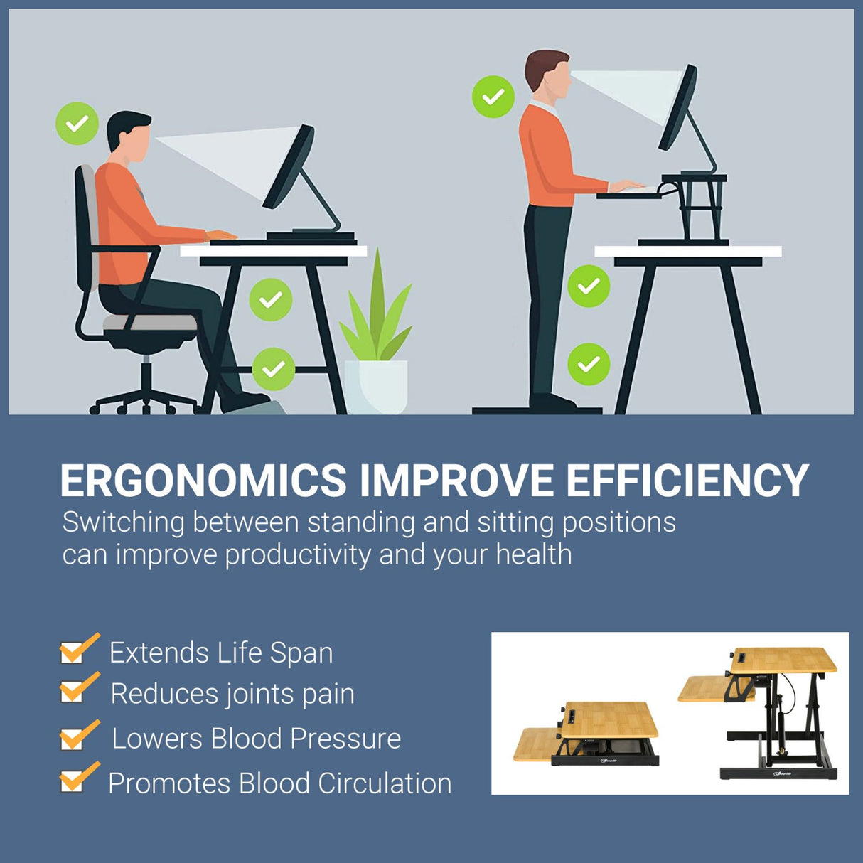 easycomfort easycomfort supporto per monitor regolabile supporto per monitor pc da scrivania con ripiano tastiera e slot per tablet in legno e acciaio