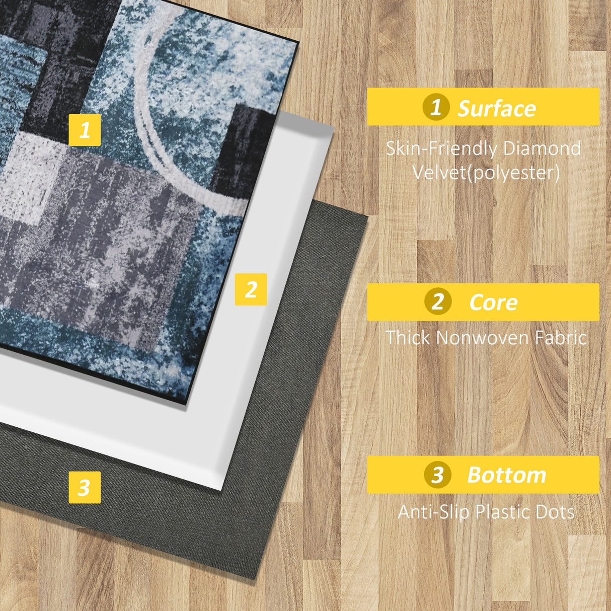 easycomfort easycomfort tappeto moderno pelo corto in poliestere per interni 200x140cm blu nero e bianco