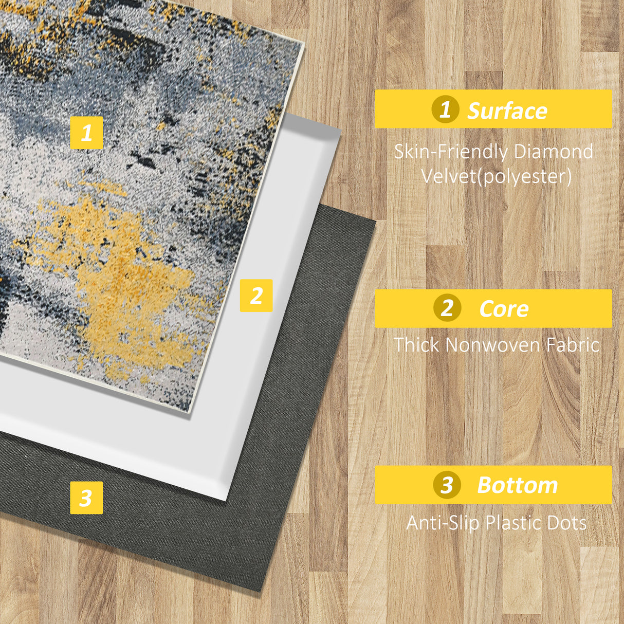 easycomfort easycomfort tappeto moderno pelo corto in poliestere per interni 200x140cm grigio giallo bianco