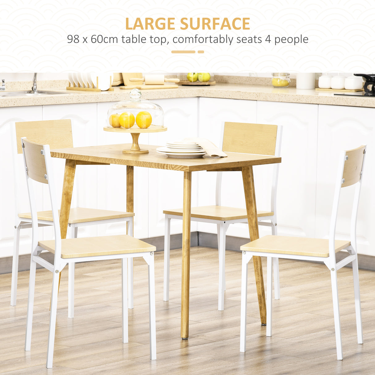 easycomfort easycomfort tavolo da pranzo per 4 persone con finitura effetto legno 98x60x76 5cm