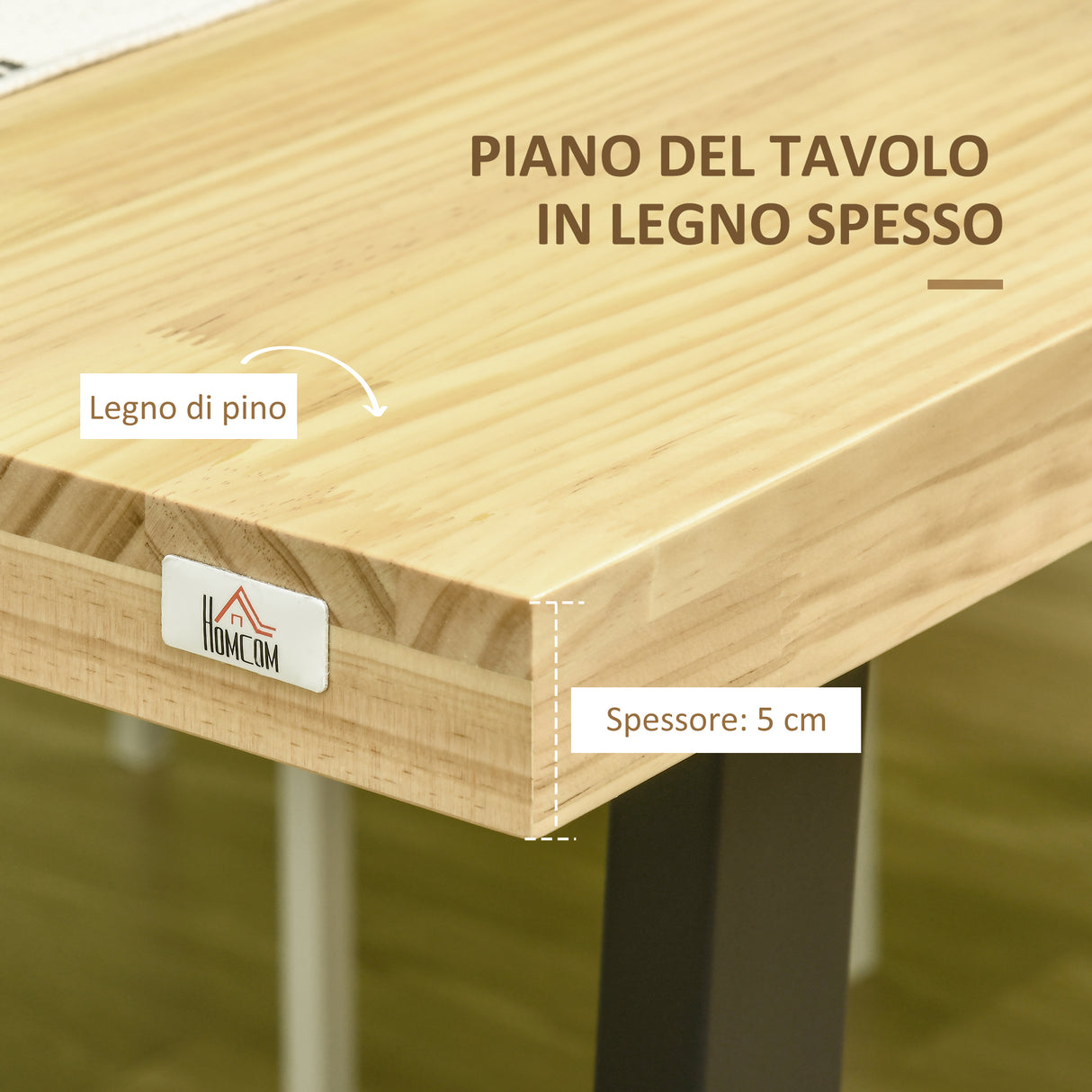 easycomfort easycomfort tavolo da pranzo per 6 persone in legno con base in acciaio e piedini regolabili 180x90x76cm