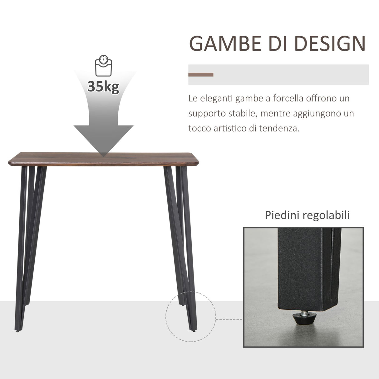 easycomfort easycomfort tavolo rettangolare in stile industriale in mdf e metallo 110x60x102cm marrone