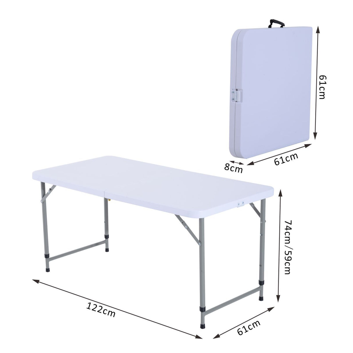 easycomfort easycomfort tavolo richiudibile a valigetta per campeggio e picnic in polietilene bianco 122x61x5974cm ean 8054144130958