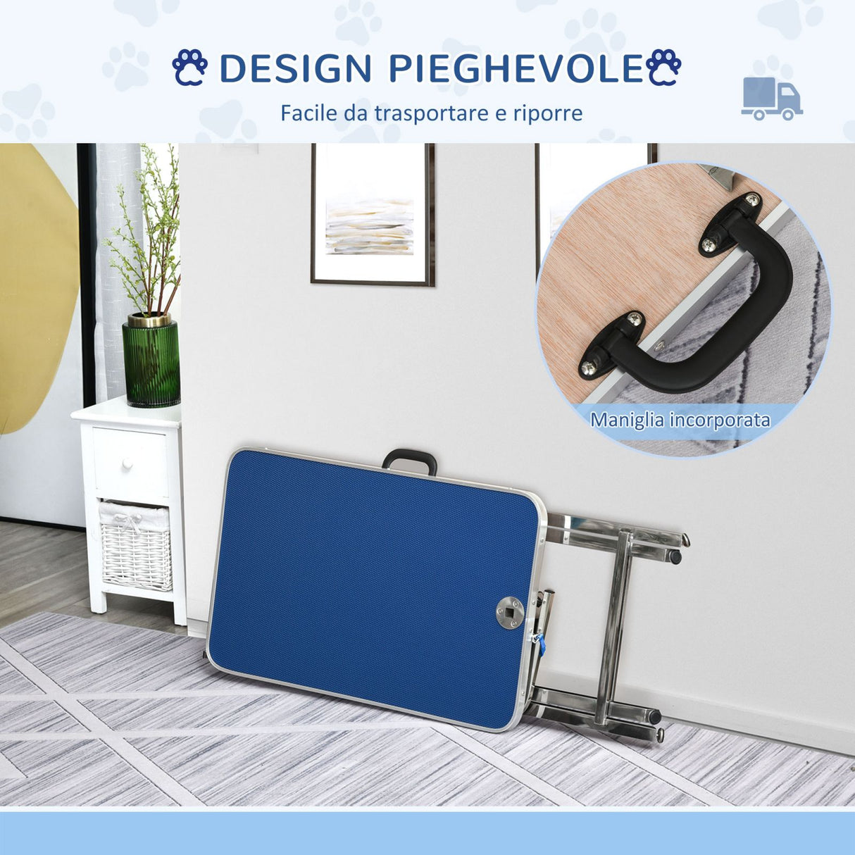 easycomfort easycomfort tavolo toelettatura pieghevole braccio regolabile e guinzaglio 70x45x74 81cm blu