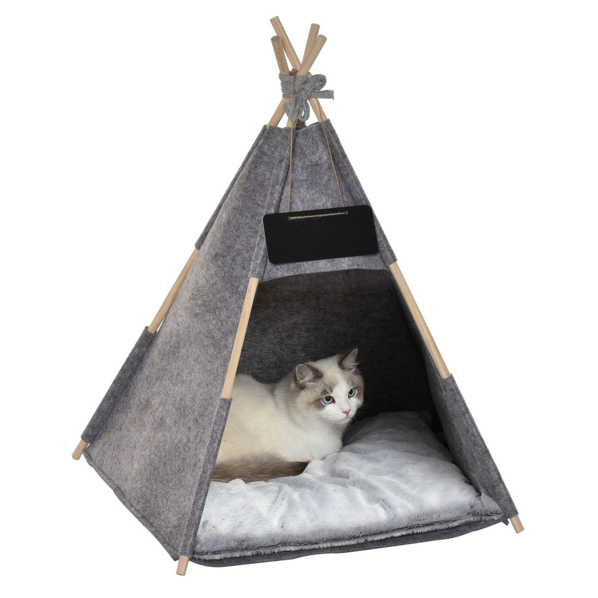 easycomfort easycomfort tenda cuccia per gatti o cani piccoli da interno teepee in feltro grigio 58x58x80cm