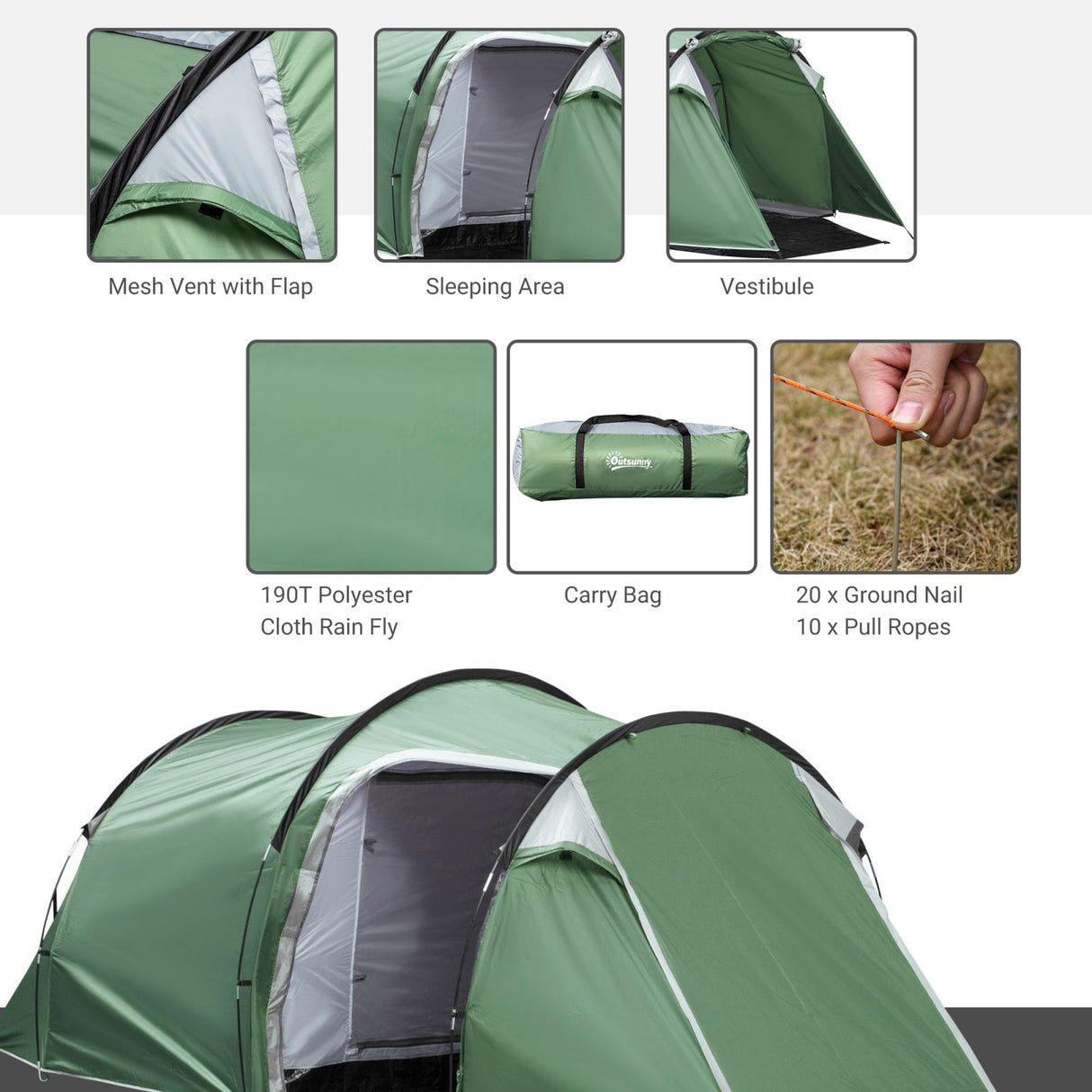 easycomfort easycomfort tenda da campeggio 4 posti ampio vestibolo impermeabile verde scuro ean 8055776911151