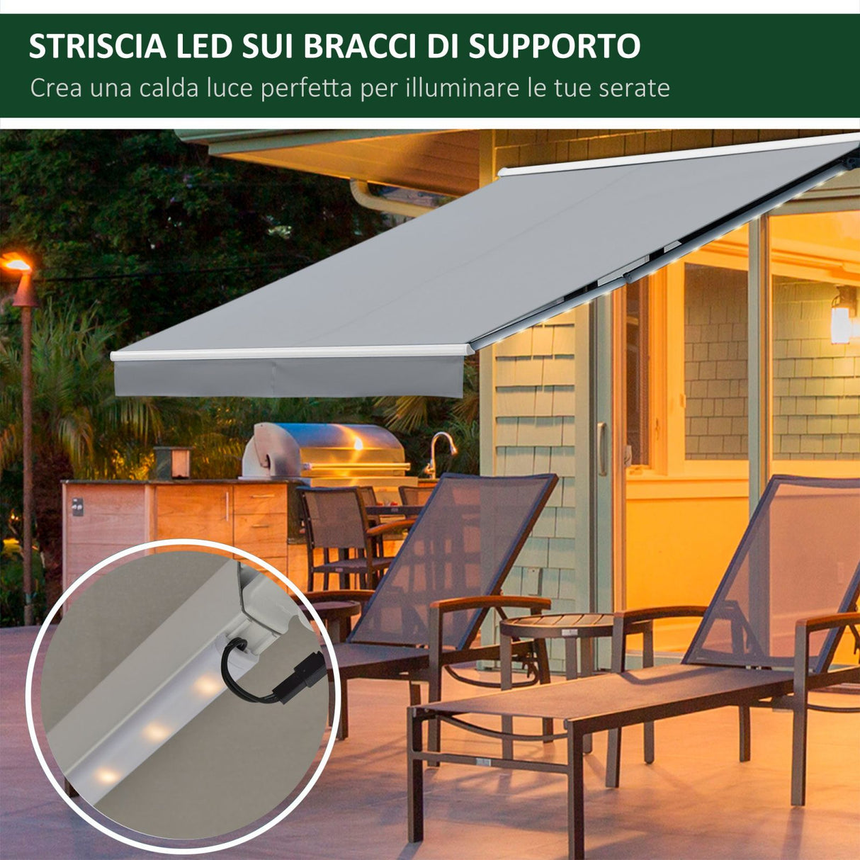easycomfort easycomfort tenda da sole a bracci avvolgibile per esterno 250x200cm grigio ean 8055776915791