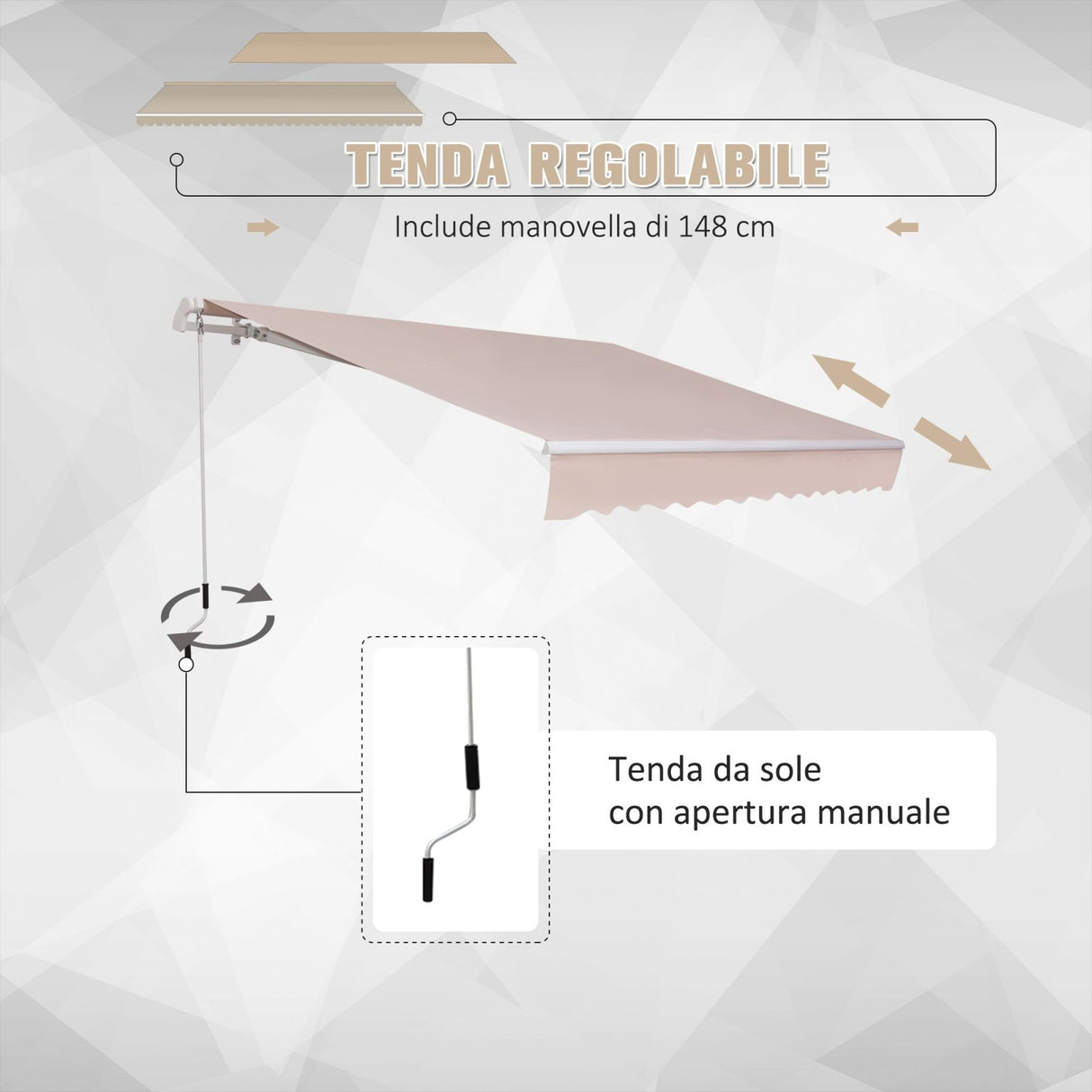 easycomfort easycomfort tenda da sole per esterno a bracci 3 5x2 5m con manovella metallo e poliestere beige ean 8055776912967